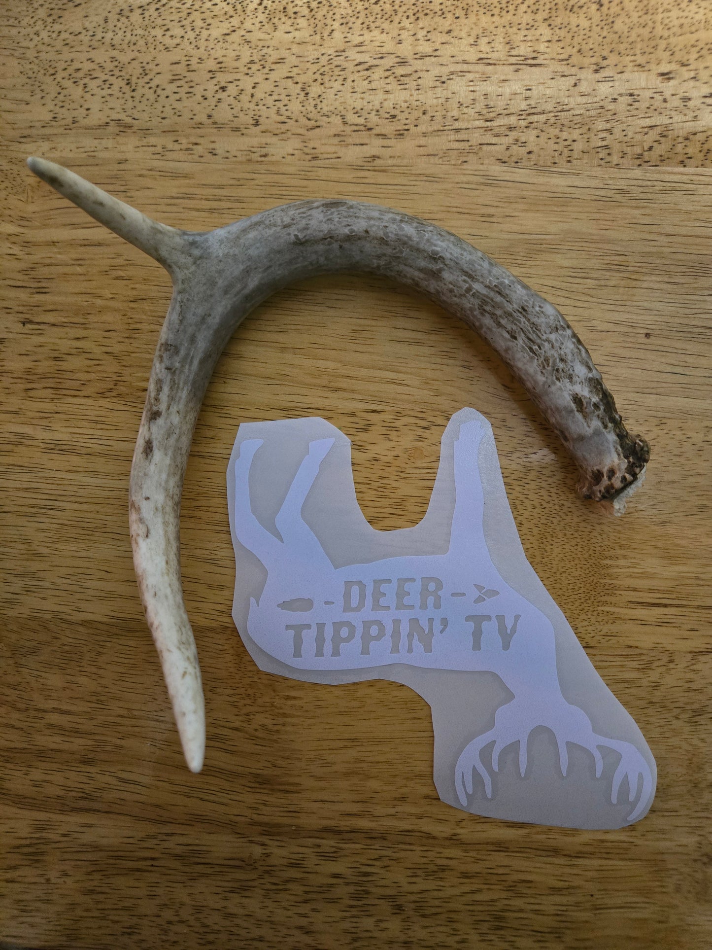 White "Deer Tippin' TV" Decal