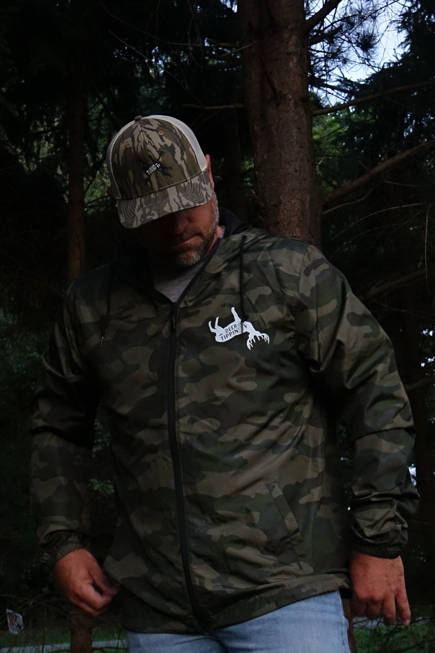 Light weight, water resistant windbreaker "Deer Tippin' TV"