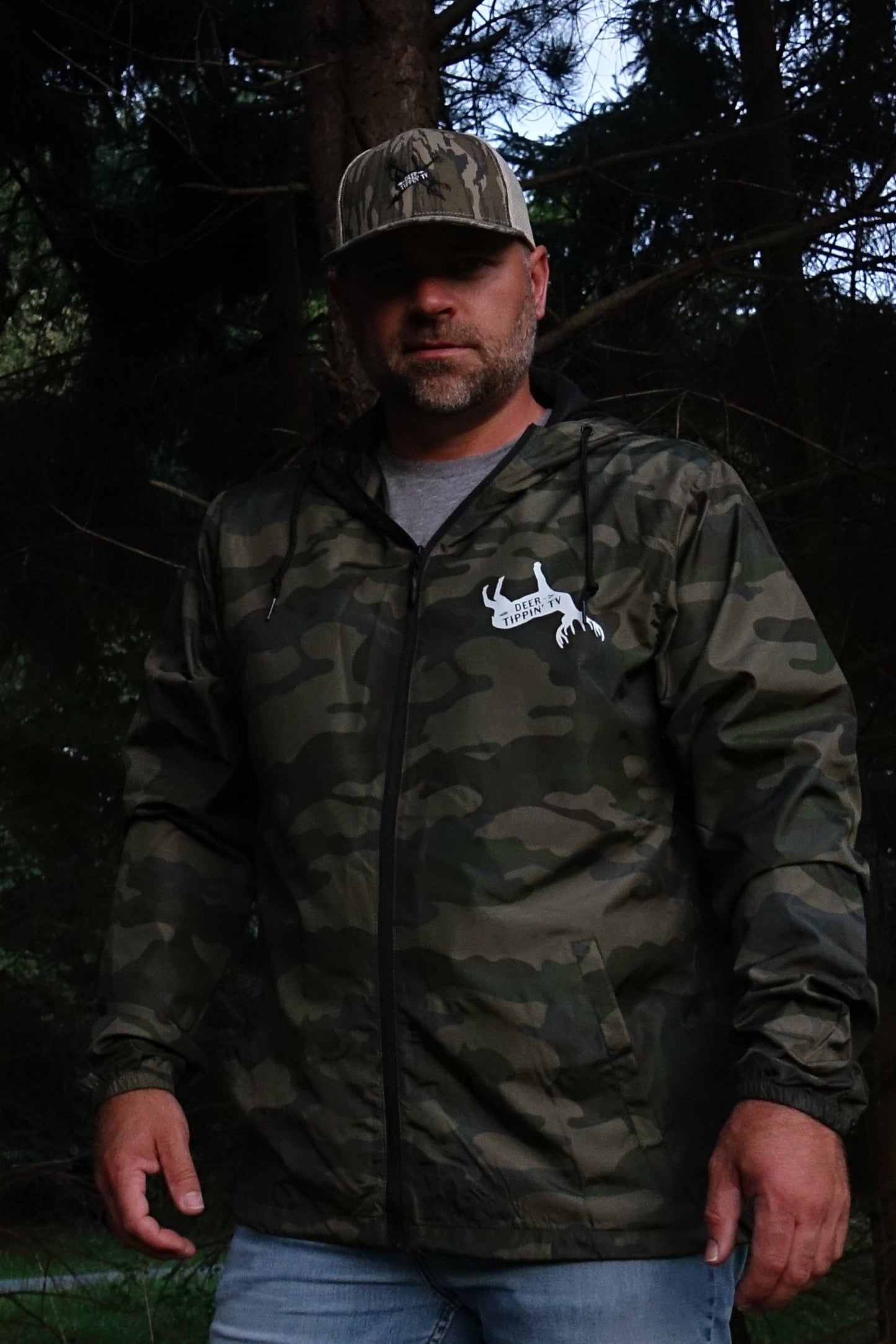 Light weight, water resistant windbreaker "Deer Tippin' TV"