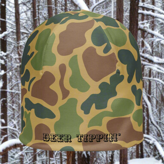 "Deer Tippin" Old School Camo Beanie