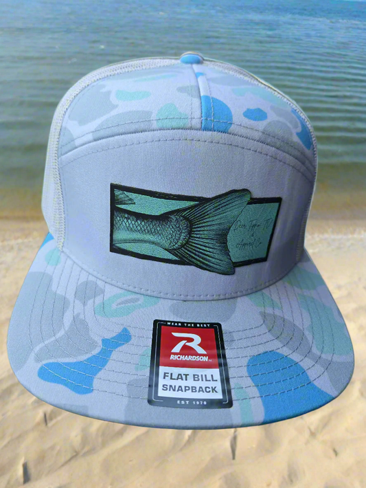 The "Offshore Angler Reel Teal" flat brim