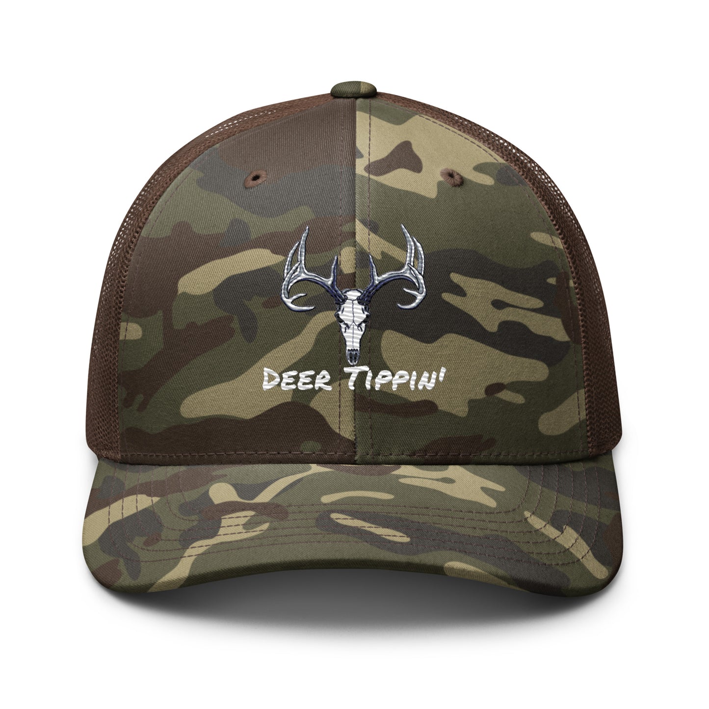 Deer Tippin' camo "Dead head" trucker hat