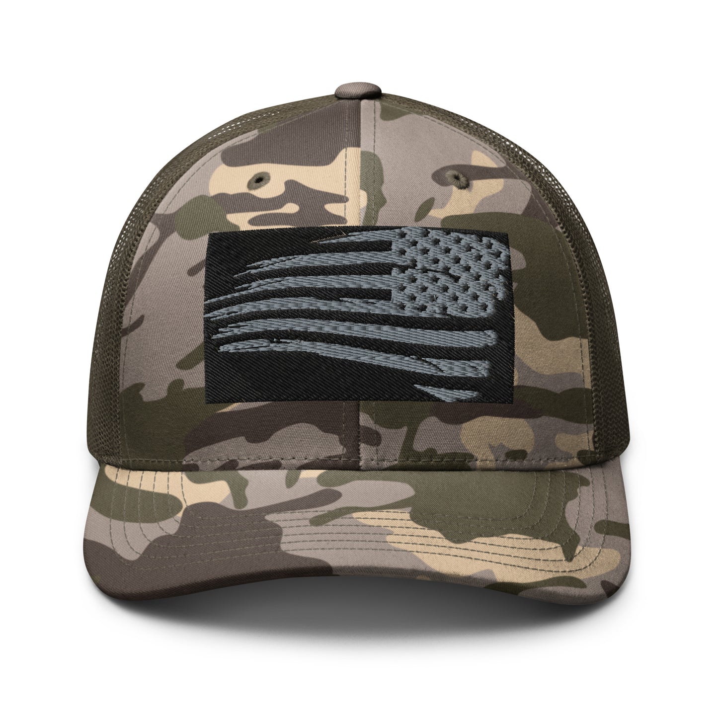 Camouflage "ragged flag" trucker hat