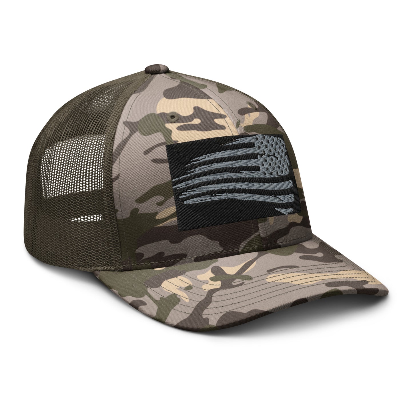 Camouflage "ragged flag" trucker hat