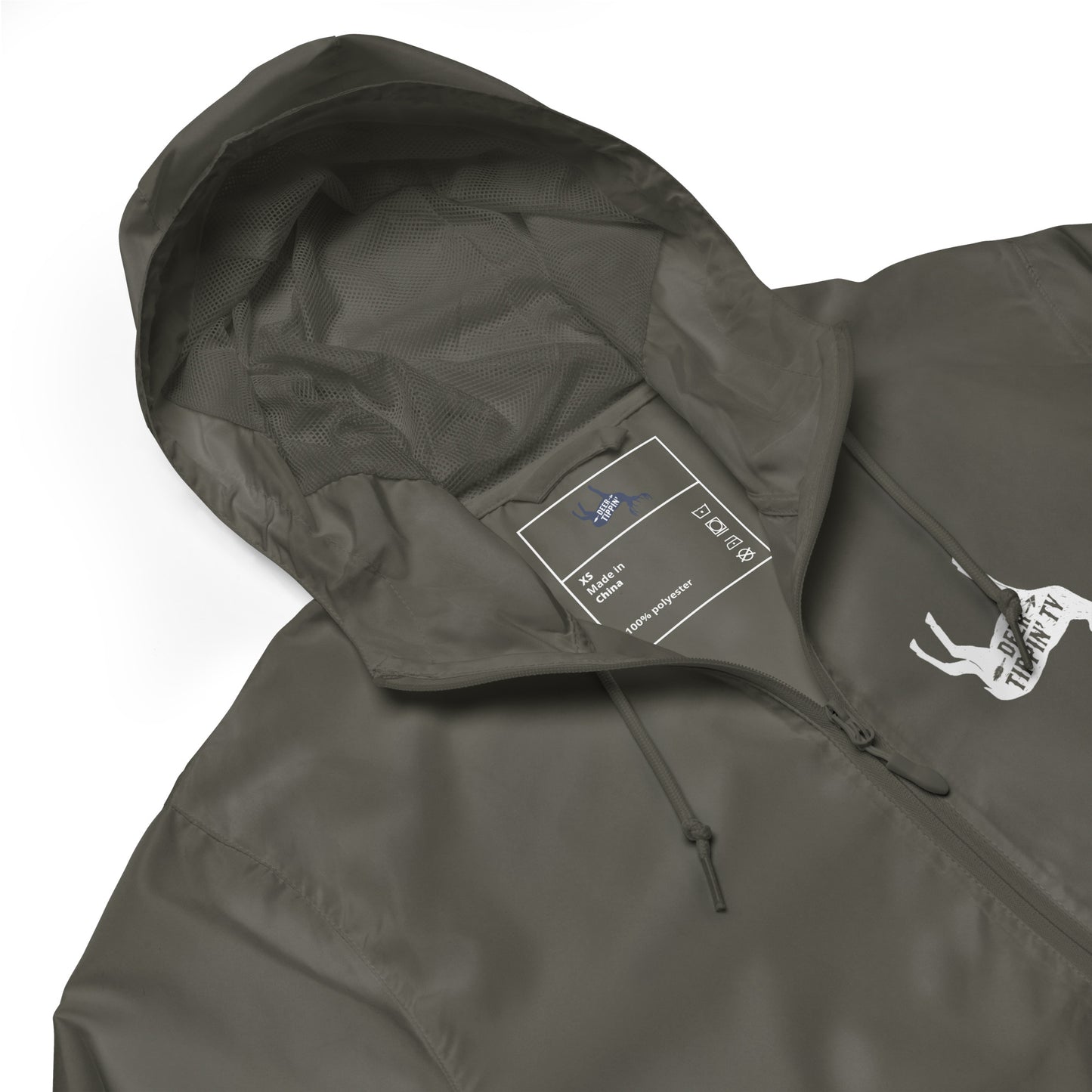 Light weight, water resistant windbreaker "Deer Tippin' TV"